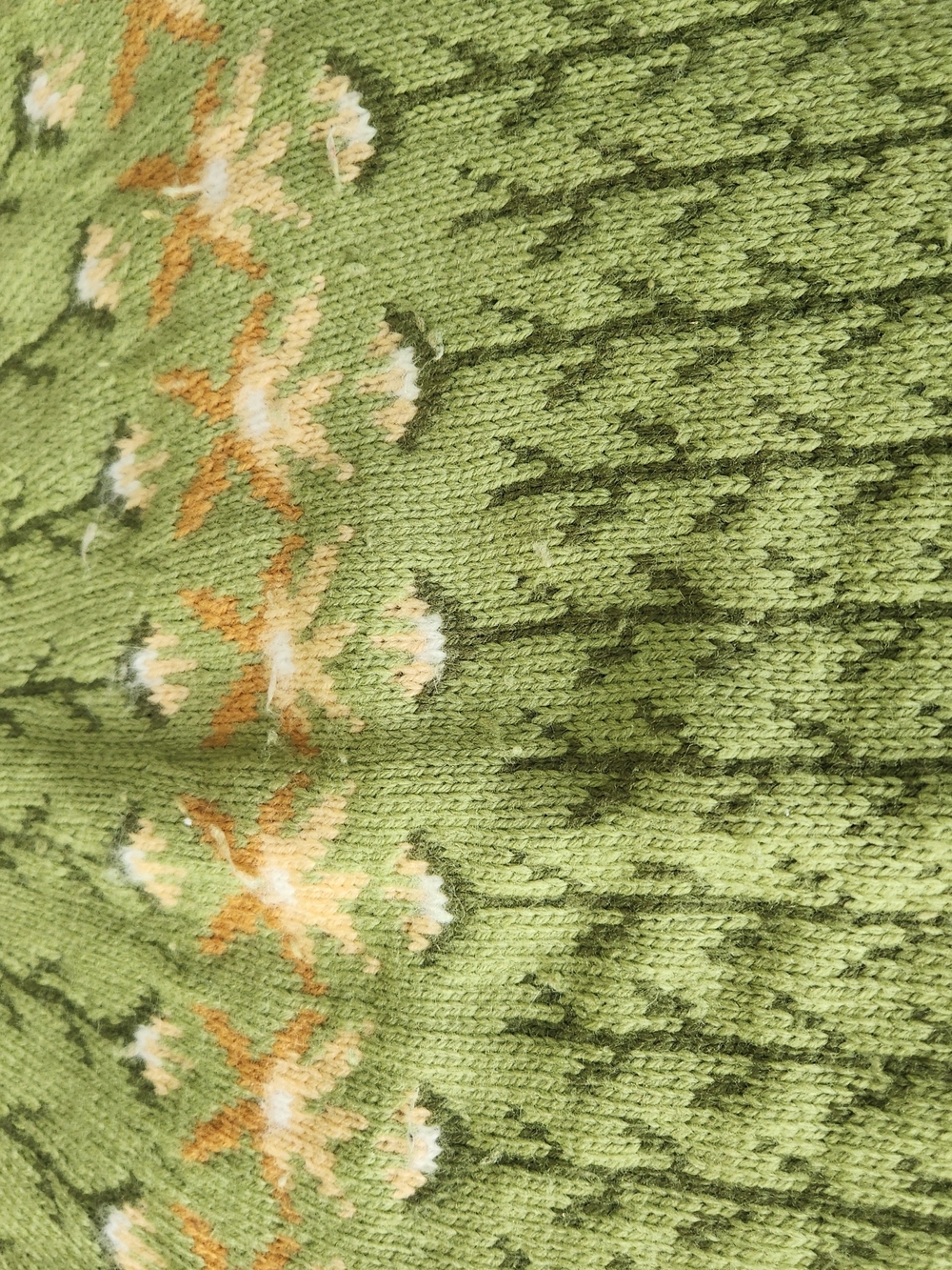 Vintage Handmade in Denmark 100% Pure Wool Green Floral Fair Isle Yoke Sweater - Picture 8 of 8
